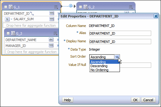 Properties dialog showing Sort Order list
