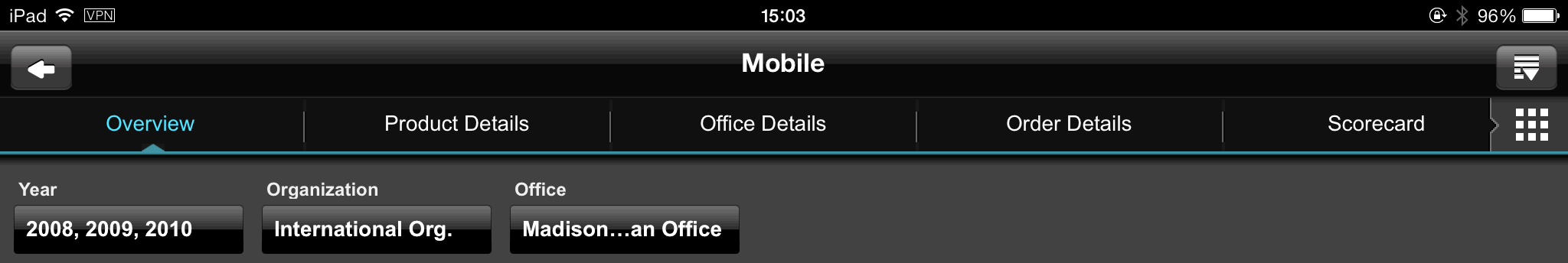 Prompts bar on an iPad
