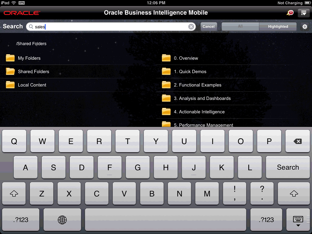 Searching by tapping the keyboard&rsquo;s Search button.