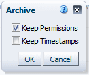 Archive dialog Archive dialog