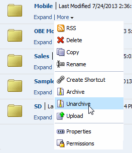 Unarchive command Unarchive command