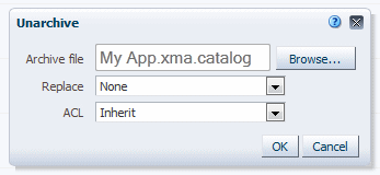 Unarchive dialog Unarchive dialog
