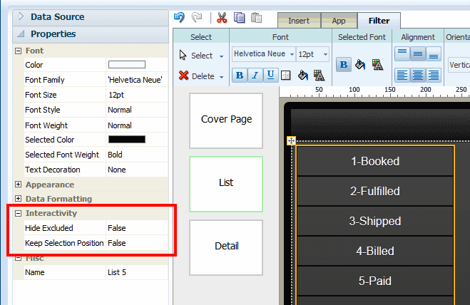 Filter Interactivity properties Filter Interactivity properties
