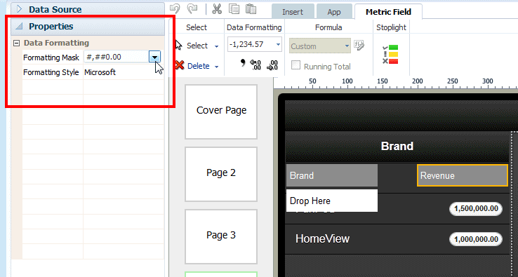 Data formatting options Data formatting options