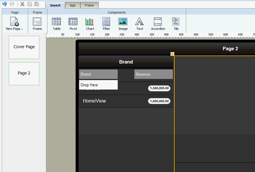 Navigation page display in design area Navigation page display in design area