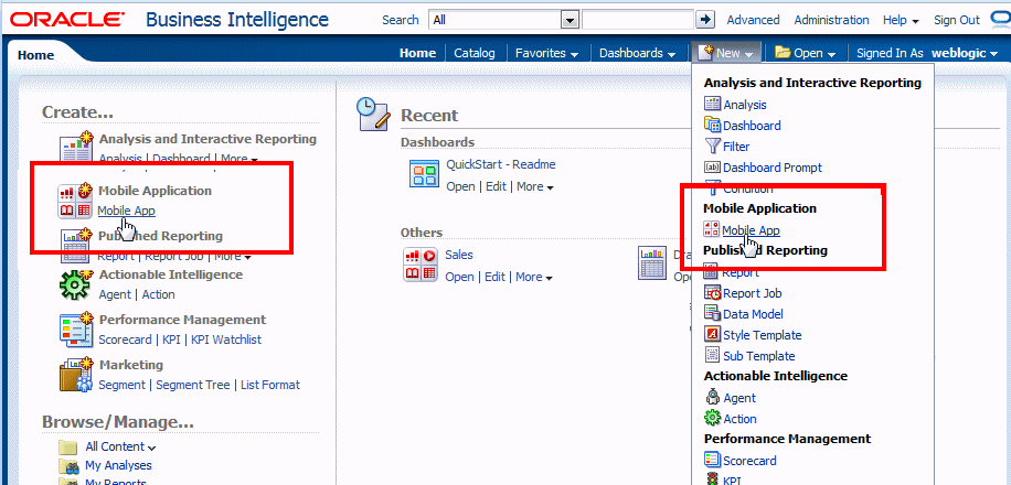 Accessing Mobile App Designer from BIEE