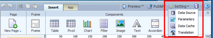 Settings toolbar Settings toolbar