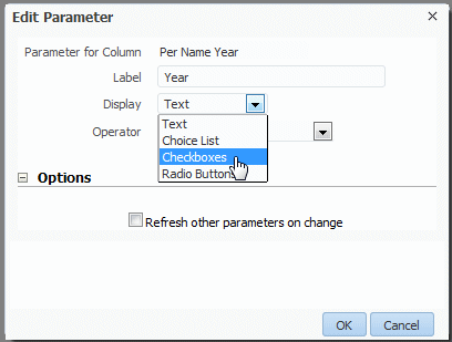 Setting parameter display option Setting parameter display option