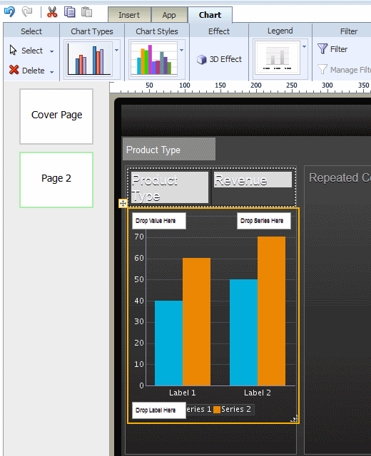 Default chart inserted to tile