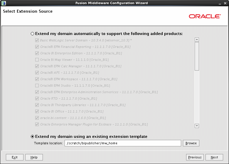 Select extension source screen Select extension source screen