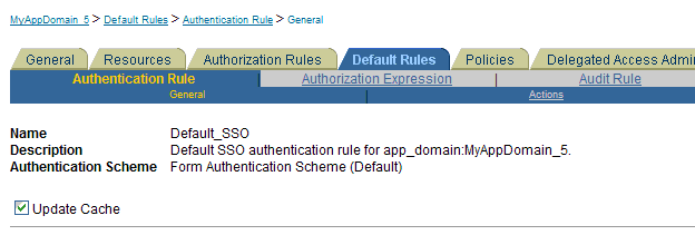 OAMCfgTool Policy Domain Default Rules Tab OAMCfgTool Policy Domain Default Rules Tab