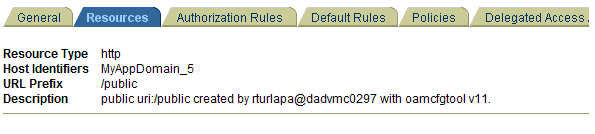 OAMCfgTool Policy Domain Resources Tab OAMCfgTool Policy Domain Resources Tab