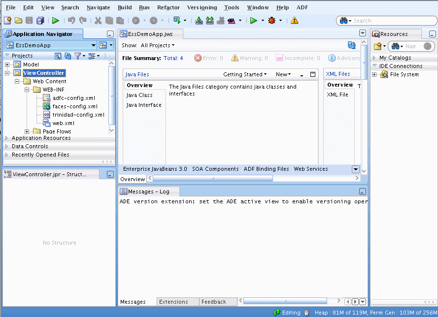Sample application file summary page Sample application file summary page