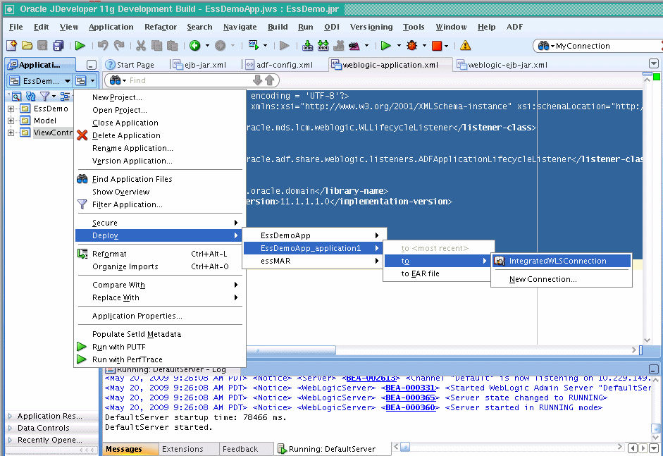 Deploying the EssDemoApp Application. Deploying the EssDemoApp Application.