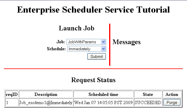 Running EssDemo servlet for the sample application Running EssDemo servlet for the sample application