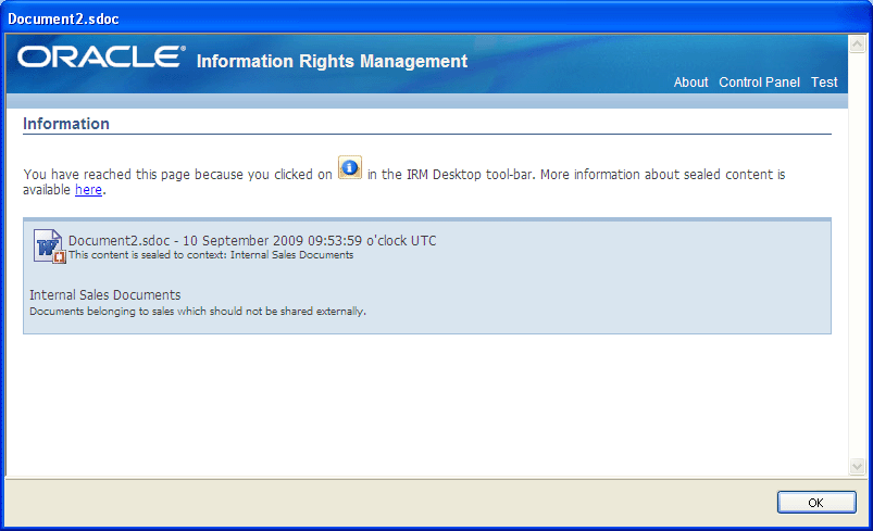Status Page dialog Status Page dialog