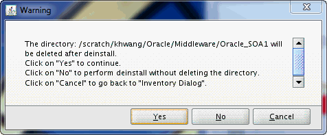 Deinstallation Warning Screen Deinstallation Warning Screen