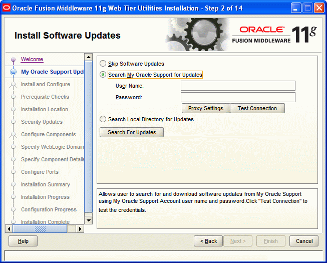 Install Software Updates screen Install Software Updates screen