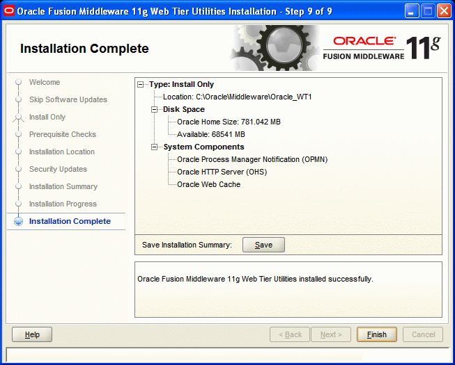 Installation Complete screen Installation Complete screen