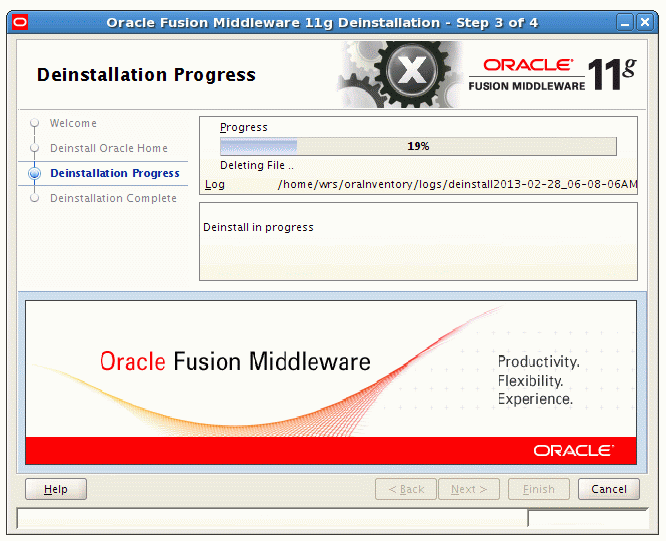Deinstallation Progress screen Deinstallation Progress screen