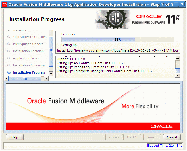Installation Progress screen Installation Progress screen