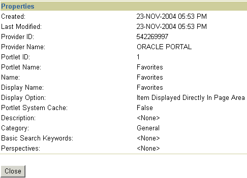 Example portlet property sheet Example portlet property sheet