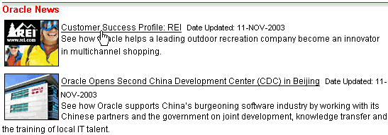 Shows Oracle News portlet on my.oracle.com. Shows Oracle News portlet on my.oracle.com.