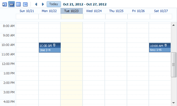 Calendar in weekly view.