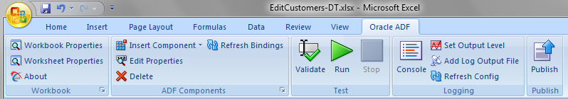 Logging group in Oracle ADF tab
