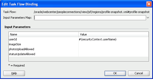 Edit Task Flow Binding dialog Edit Task Flow Binding dialog