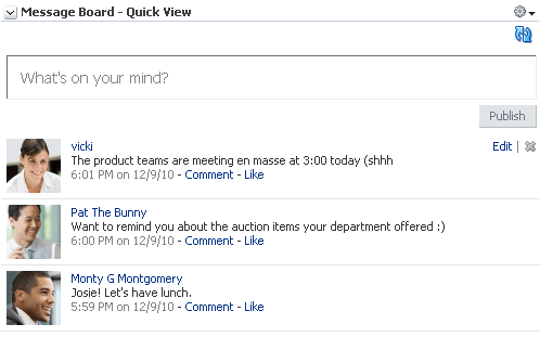 Message Board - Quick View task flow Message Board - Quick View task flow
