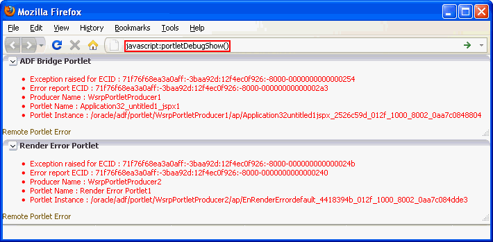 Description of portlet_debug.gif follows Description of portlet_debug.gif follows