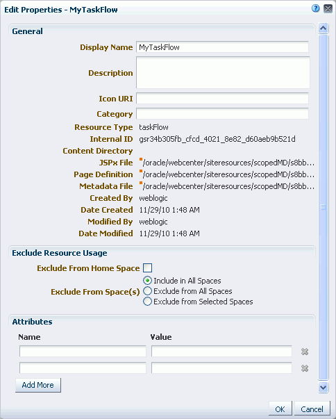 Edit Properties dialog of a resource Edit Properties dialog of a resource