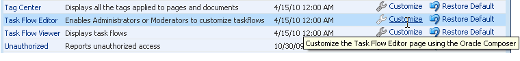 Customize link next to system page Customize link next to system page