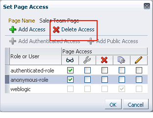 Delete Access option in Set Page Access dialog Delete Access option in Set Page Access dialog