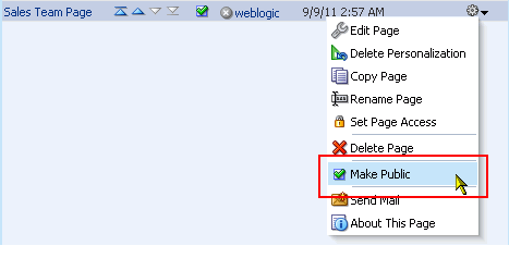 Make Public option on page Actions menu Make Public option on page Actions menu
