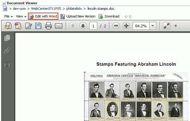 Document Viewer Pane for Word Document