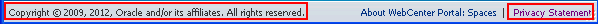 Copyright and Privacy Statements in Page Footer