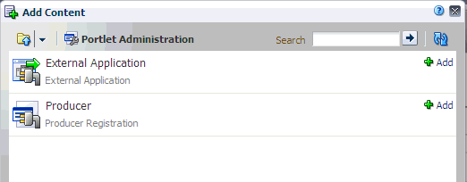 Add Content dialog - Portlet Administration Add Content dialog - Portlet Administration