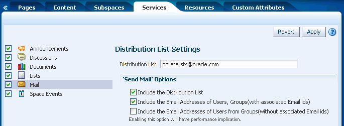 Configuring the Group Space Mail Distribution List Configuring the Group Space Mail Distribution List