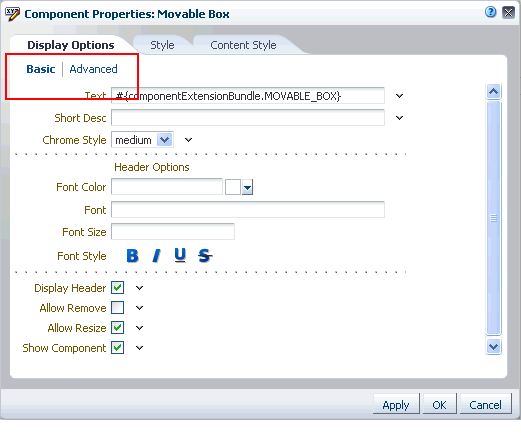 Basic and Advanced display options Basic and Advanced display options