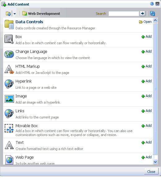 Web Development components in Resource Catalog Web Development components in Resource Catalog