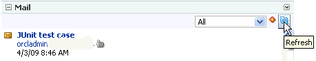 Refresh icon on the Mail task flow Refresh icon on the Mail task flow