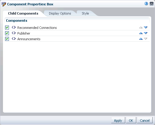 Child Components tab in Component Properties dialog Child Components tab in Component Properties dialog