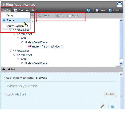 Source view of page edit mode Source view of page edit mode