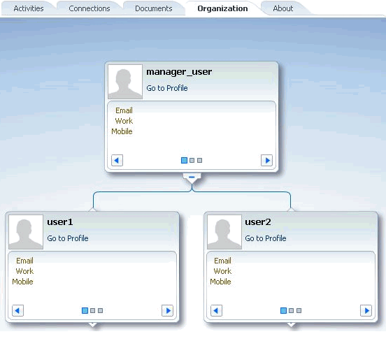 Organization view of manager and direct reports Organization view of manager and direct reports