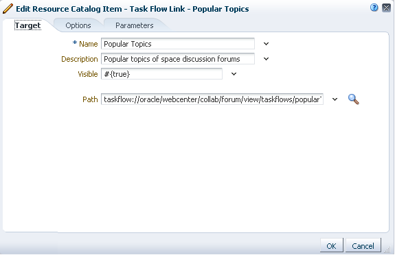 Target Tab on the Edit Resource Catalog Item Dialog Target Tab on the Edit Resource Catalog Item Dialog