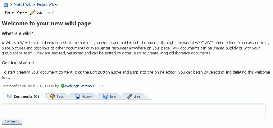 A newly created wiki document A newly created wiki document