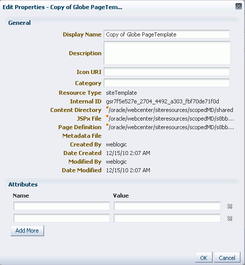 Edit Properties dialog of a resource Edit Properties dialog of a resource