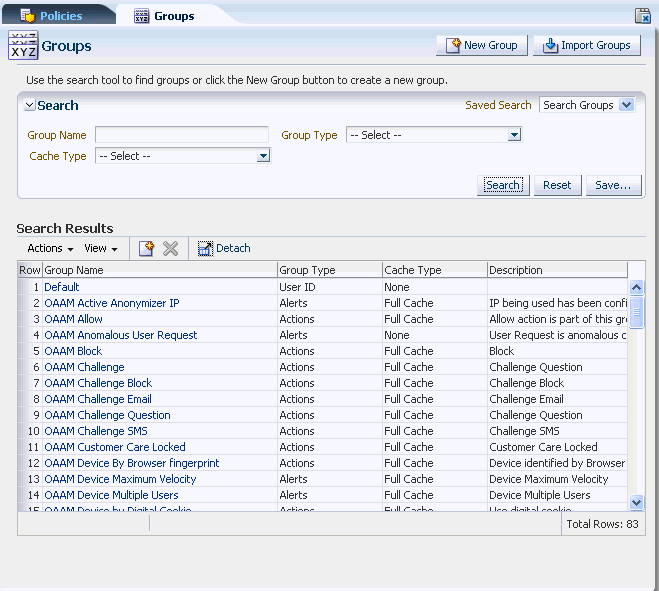 The Group Search page is shown.